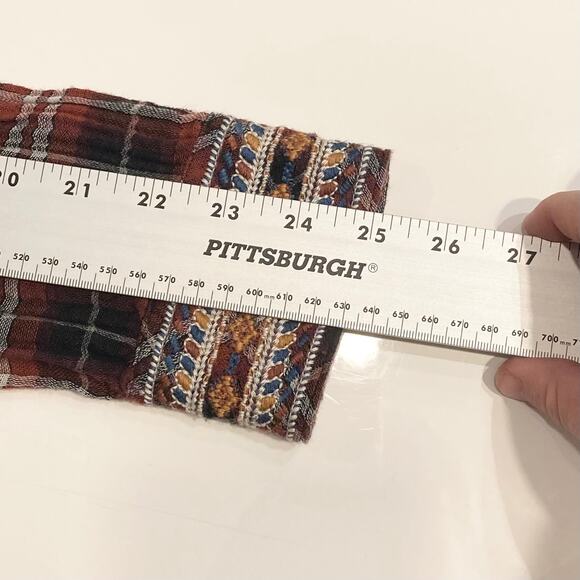 JOHNNY WAS WORKSHOP Shirt M Floral Embroidery Plaid Long Sleeve Button - Picture 11 of 12